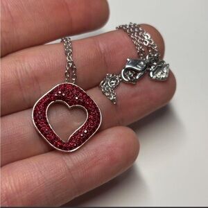 Swarovski Silver Necklace with Red Heart Pendant